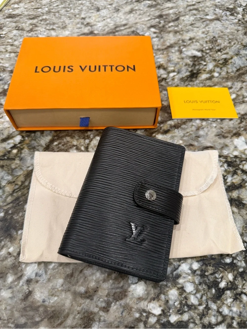 Louis Vuitton Black Epi Leather Card & Booklet Holder